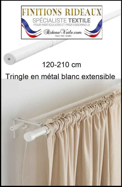 Tringles barres métal réglables extensibles 120cm à 210cm support rideaux. Blanc