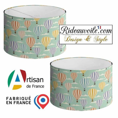 AbatJouriste luminaire sur mesure abat-jour tissu tapissier motif enfant Montgolfière