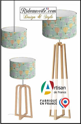 AbatJouriste luminaire sur mesure abat-jour tissu tapissier motif enfant Montgolfière