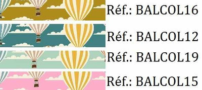AbatJouriste luminaire sur mesure abat-jour tissu tapissier motif enfant Montgolfière ballon air nuage