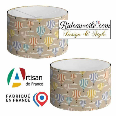 AbatJouriste luminaire sur mesure abat-jour tissu tapissier motif enfant Montgolfière