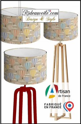 AbatJouriste luminaire sur mesure abat-jour tissu tapissier motif enfant Montgolfière