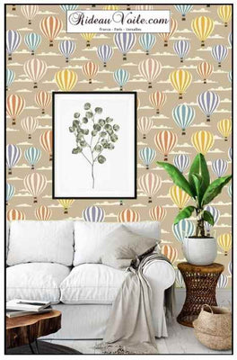 AbatJouriste luminaire sur mesure abat-jour tissu tapissier motif enfant Montgolfière
