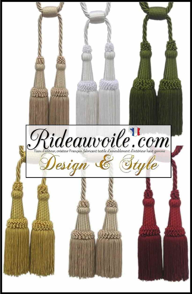 Set De 2 Embrasses De Rideaux BLAU MARITÉ Avec Cordons En Coton Et Pompons Colorés - Gris - Décoration Murale Et Rangement Rideaux