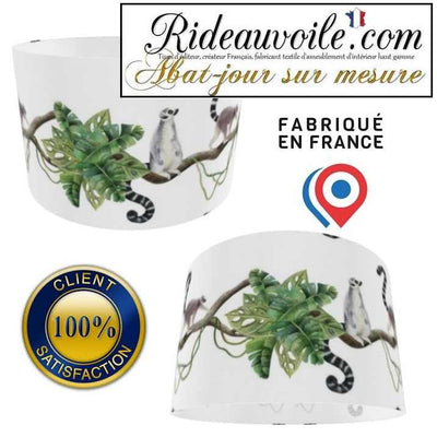 Abat-jour d'intérieur sur mesure tissu exotique motif Jungle singe branches feuilles vertes