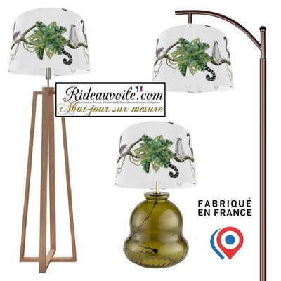 Abat-jour d'intérieur sur mesure tissu exotique motif Jungle singe branches feuilles vertes