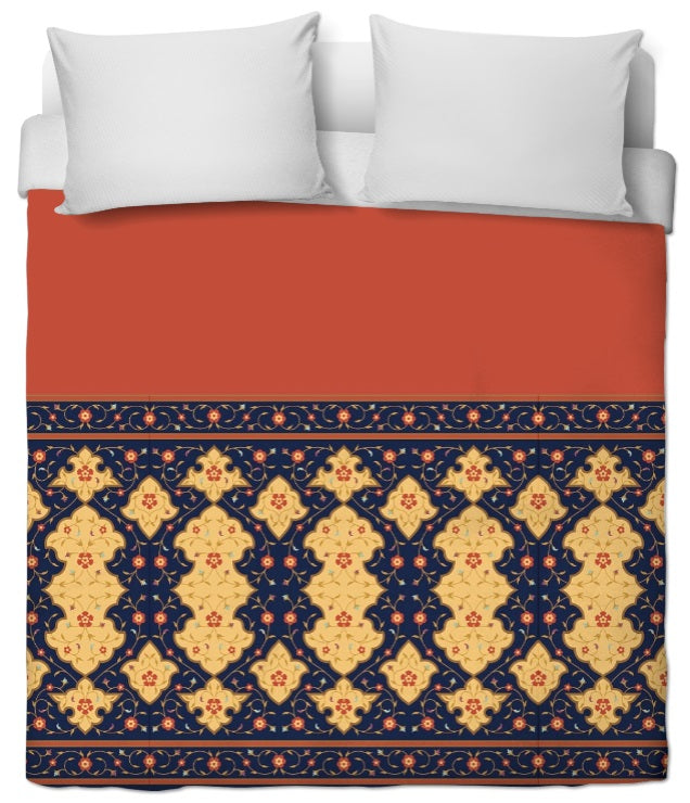 Tissu Rideaux Motif Tulipes Rouge Bleu Fleuri Jaune - 2m X 2m, Neuf, Pour Couture Et Déco