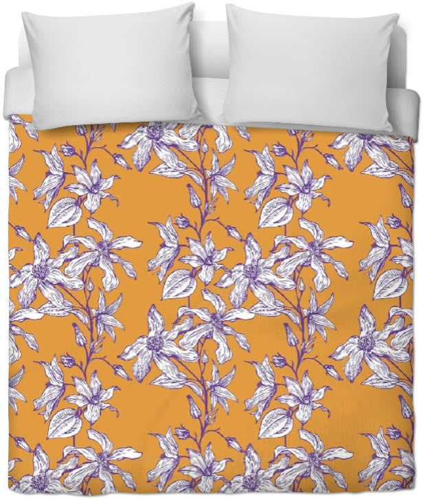 Coupon Tissu Déco Ameublement Haut De Gamme 116x72 Cm - Motif Tulipes Orange, Coton, France - Neuf