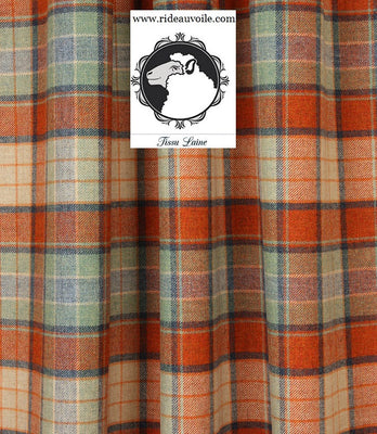Tissu à carreaux tartan d'ameublement pour la décoration d'intérieur et la tapisserie 100% Laine haute qualité - Tissu disponible au mètre et service de confection sur mesure - Motif répétition: 24,5 cm