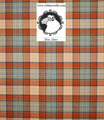 Tissu à carreaux tartan d'ameublement pour la décoration d'intérieur et la tapisserie 100% Laine haute qualité - Tissu disponible au mètre et service de confection sur mesure - Motif répétition: 24,5 cm