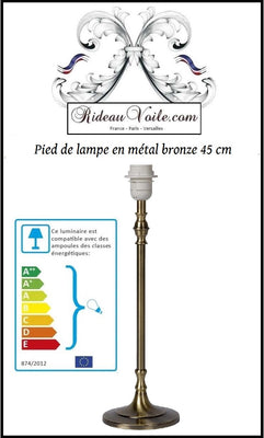 Boutique Rideauvoile.com accessoire lampe de chevet Luminaire éclairage spécialiste Pied de lampe en métal pour abat-jour. Lampadaire bronze antique. Tissu ameublement au mètre, rideau, voilage, store, housse de couette, rideau de douche, luxe décoration Paris Versailles.