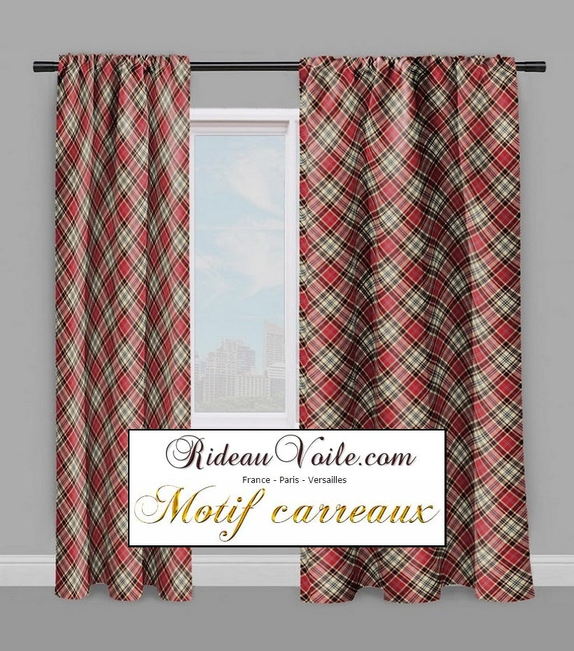 Rideau De Douche Motif Carreaux écossais - Taille 175x180cm, 100% Polyester, Neuf Sous Emballage