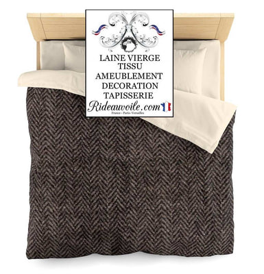 Tissu chalet montagne jacquard tweed ameublement Laine recyclée beige noir gris motif Chevron au mètre confection sur mesure Rideau, siège, canapé pour décoration d'intérieur architectural design wool herringbone