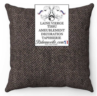 Tissu chalet montagne jacquard tweed ameublement Laine recyclée beige noir gris motif Chevron au mètre confection sur mesure Rideau, siège, canapé pour décoration d'intérieur architectural design wool herringbone