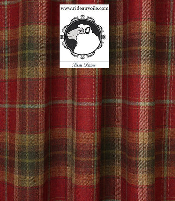 Tissu ameublement ignifugé Laine écossais plaid carreaux au mètre rouge rideau siège