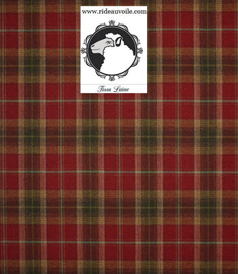 Tissu ameublement ignifugé Laine écossais plaid carreaux au mètre rouge rideau siège