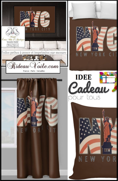 Déco tissu mètre motif USA rideau couette voilage plaid - Fabrics brown pattern drapes duvet cover