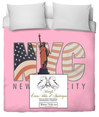 Tissu au mètre rideaux coussins nappes housse de couette imprimé "USA" tapisserie tableau fabrics meter pink rose NYC drapeau américain