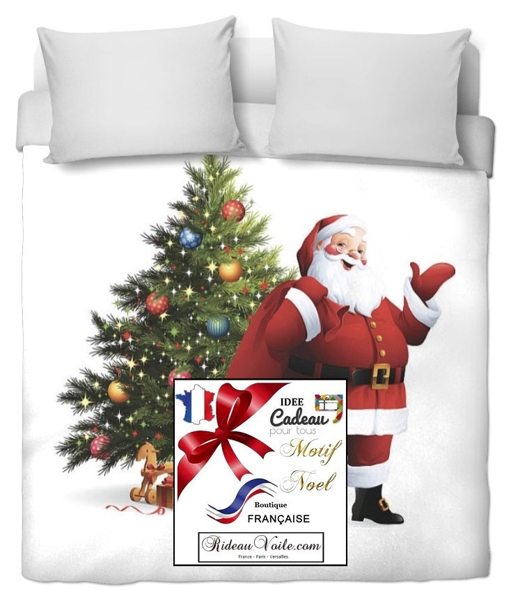 Housse de coussin 60x60 cm - Père Noël avec un sapin coloré