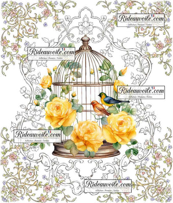 Tableau Affiche Poster Toile Nature & Découverte Cage Oiseaux décoration murale