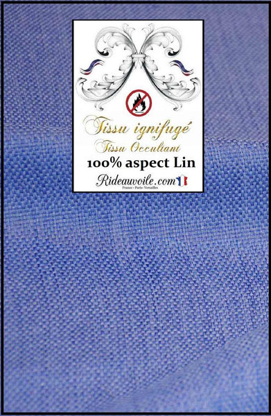 Tissu ignifuge d'ameublement pour la décoration d'intérieur, il est 100% occultant, d'un aspect texturé lin uni en largeur 150cm. Idéal pour les rideaux, les stores et les coussins.