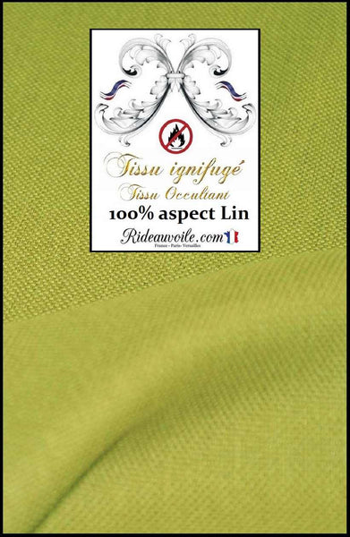 Tissu ignifuge d'ameublement pour la décoration d'intérieur, il est 100% occultant, d'un aspect texturé lin uni en largeur 150cm. Idéal pour les rideaux, les stores et les coussins.