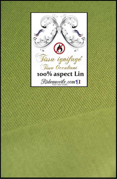Tissu ignifuge d'ameublement pour la décoration d'intérieur, il est 100% occultant, d'un aspect texturé lin uni en largeur 150cm. Idéal pour les rideaux, les stores et les coussins.