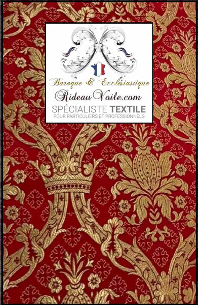 Tissu rouge or Brocart Damasco Baroque Liturgique broderie Architecte intérieur