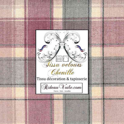 Tissu velours rose carreaux Tartan effet Laine ameublement mètre rideau coussin