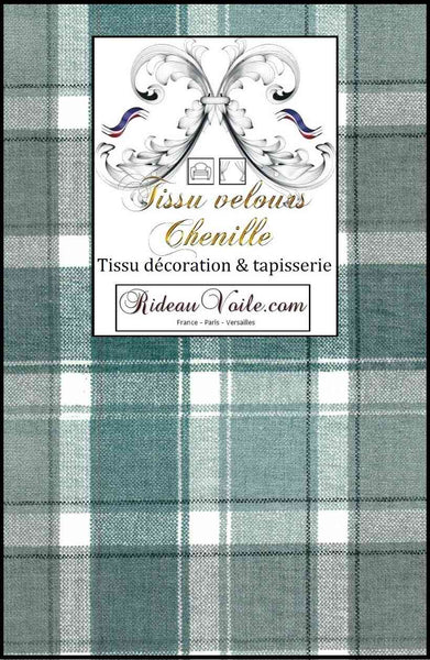 Tissu velours carreaux Tartan vert bleu effet Laine ameublement mètre rideau coussin