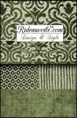 Tissu ameublement Jacquard velours chenille vert mètre | Décorateur d'intérieur