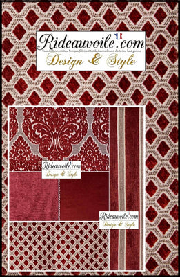 Tissu Ameublement Jacquard velours chenille rouge mètre Confection rideau