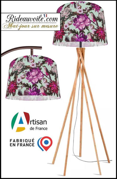 Création éclairage intérieur haut gamme | Abat-jour tissu oiseaux fleurs sur mesure