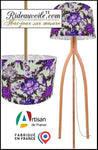 Création d'abat-jour Haute-Couture - Abat-Jouriste d'Art tissu motif oiseaux Fleurs