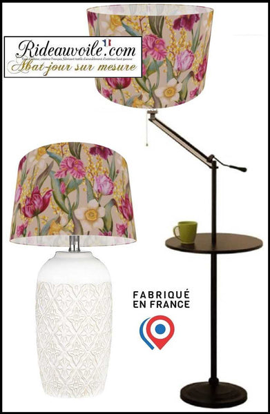 Lumière d'Intérieur Carcasse rond cylindrique d'Abat-Jour tissu imprimé floral fleur