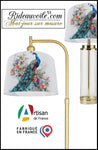 Confection atelier abat-jour sur mesure tissu imprimé feuilles Fleurs oiseaux paons
