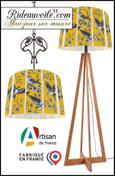 Luxury Manufacturers of Decorative Indoor Lighting | Birds print Lampshades yellow