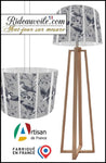Fabrication luminaire d'intérieur sur mesure tissu motif oiseaux style dessin vintage