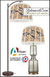 Création luminaire abat-jour ROND TAMBOUR suspension sur mesure dessin oiseaux