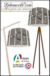 Fabrication abat-jour ROND designer suspension sur mesure motif oiseaux Japonais