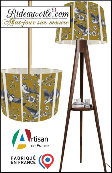 Fabrication d'abat-jour vert oiseaux sur mesure abatjouriste spécialiste luminaire