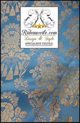 Tissu ameublement ancien Médiéval Brocart Damasco Architect interior Baroque Bleu Or