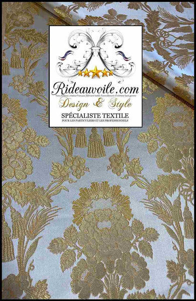 Tissu ameublement Brocart Damasco Architect interior Baroque Blanc dorure Or