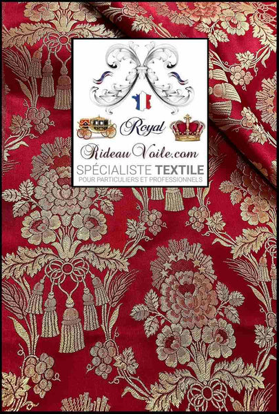 Tissu ameublement Brocart Damasco Architect interior Baroque Rouge Or doré