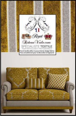 Architecte designer d'intérieur travaux rénovation Tissu Jacquard velours OCRE JAUNE Tapisserie