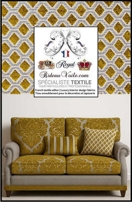 Architecte design d'intérieur travaux rénovation Tissu Jacquard velours ocre Tapisserie
