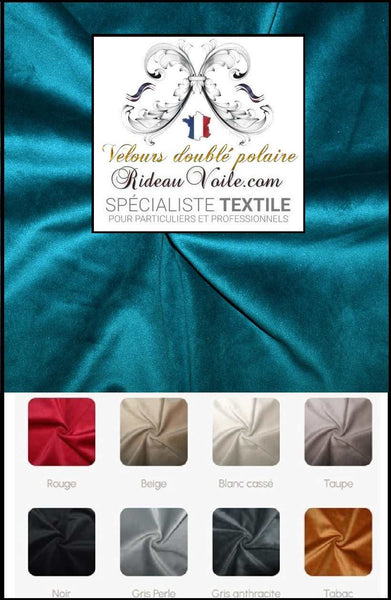 Velours bleu isolant froid doublé revers polaire gris Occultant thermique Acoustique mètre