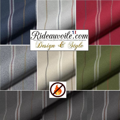 Tissu d’ameublement textile style maison de campagne & Chalet à motifs rayés.
On apprécie cet aspect intemporel et très bonnes propriétés du produit qui est ignifuge et donc retardateur de flamme.