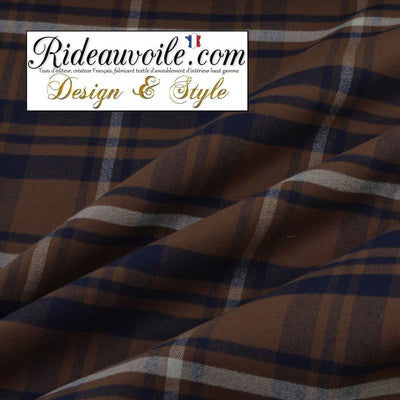 Tissu d'ameublement mètre & Confection rideau coussin motif carreaux tartan marron