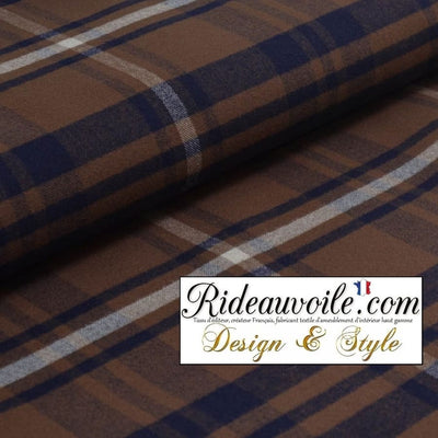Tissu d'ameublement mètre & Confection rideau coussin motif carreaux tartan marron